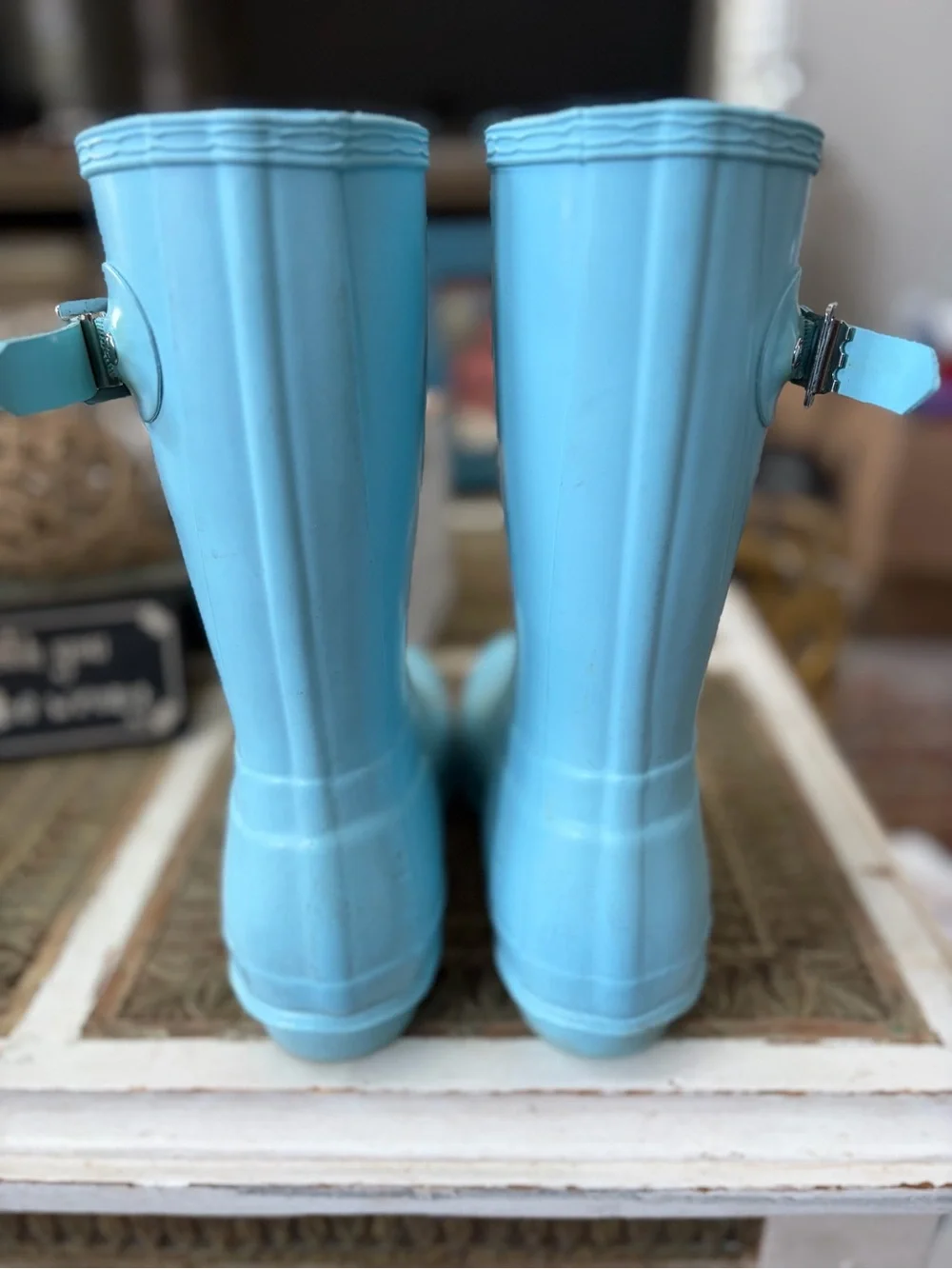 Hunter Pale Blue Rain Boots